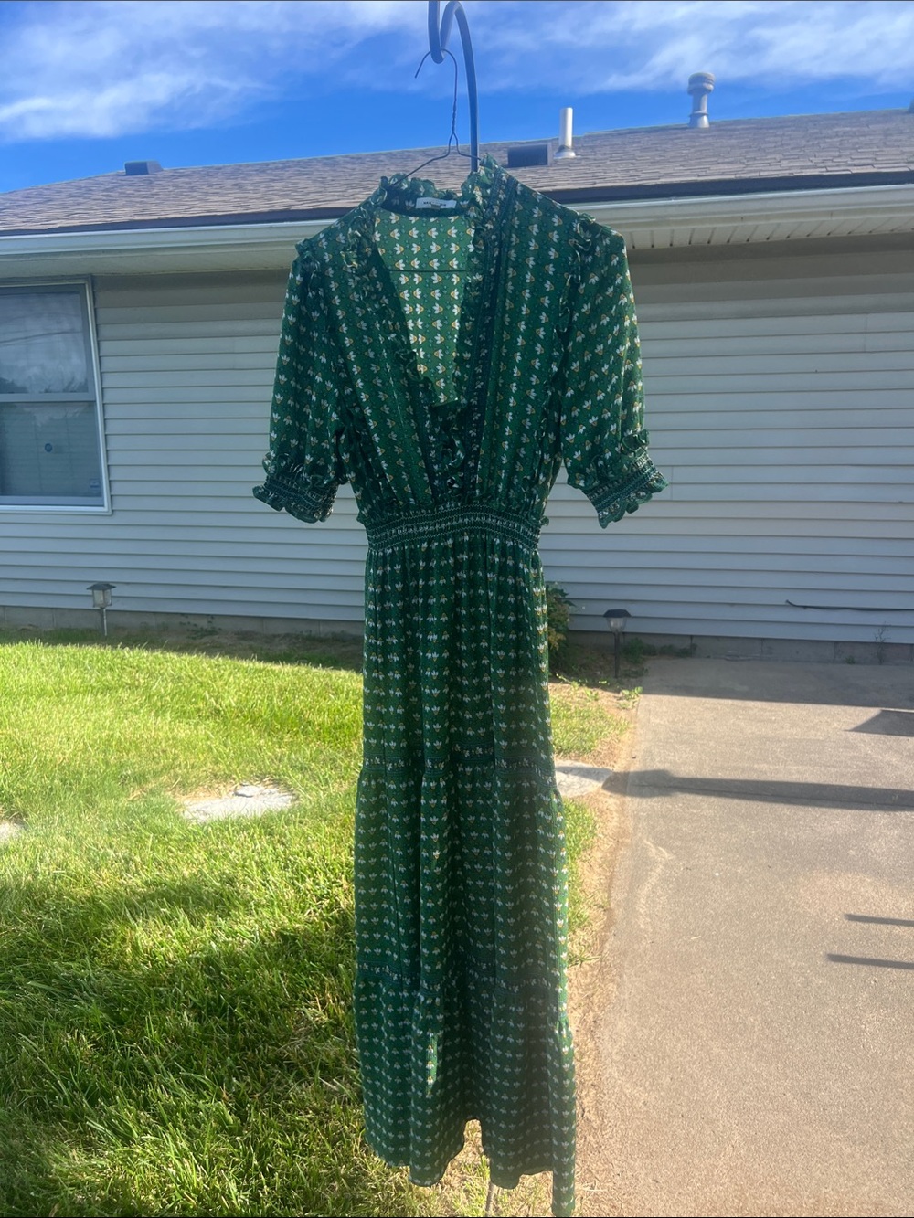 Max Studio Green Floral Ruffle Maxi Dress